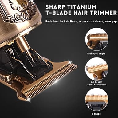 Ufree Professional Beard Trimmer for Men, Zero Gapped T-Blade Hair Clipper & Mustache Trimmer Kit with LCD Display, Precision Edgers for Haircut & Grooming, Barber-Grade Electric Shaver, Gifts for Men - Image 3