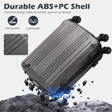 Coolife Luggage Suitcase PC+ABS with TSA Lock Spinner Carry on Hardshell Lightweight 20in 24in 28in(white, S(20in_carry on)) - Image 5