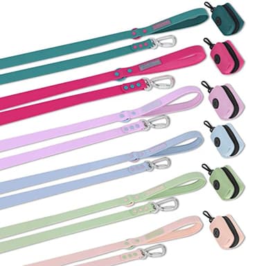 Wolfone 6ft Viridian Green Waterproof Dog Leash with Dog Poop Bag Dispenser Safety Auto-Lock Carabiner Leash for Dogs Soft Handle Easy Care - Image 2