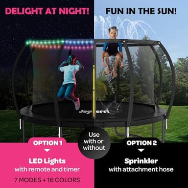 Trampoline for Kids and Adults - 8Ft 10Ft 12Ft 14FT Trampoline with Net - with Bonus Sprinkler and LED Lights/ASTM Certified/Extra Sturdy Recreational Outdoor Trampolines - Image 3