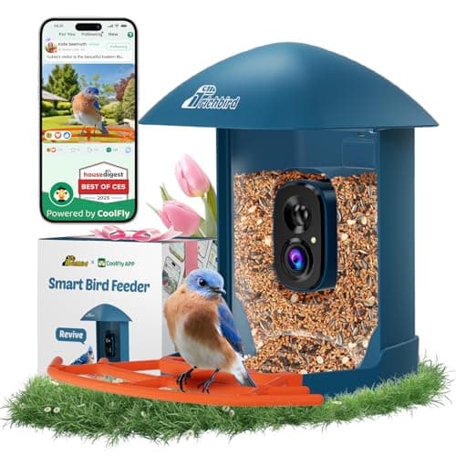 Smart Bird Feeder with Camera, 2K HD Birdwatching Camera with AI Identify Bird Species & Solar Panel, Auto Video Capture & Instant Notifications, Ideal Gifts for Lover, Deep Blue - Image 1