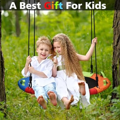 Tree Swing, Saucer Swing, 40 inch 900lbs Weight Capacity, with Adjustable Hanging Straps, for Backyard Outdoor, Multicolor, Circle Round Disc, Gifts for Kids - Image 5