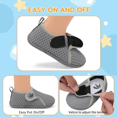 FEETCITY Toddler Shoes Baby Walking Shoes Kids Sneakers Boys Girls Toddler Slip On Shoes Fashion Casual Shoes Sports Running Sneakers Grey - Image 3