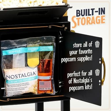 Nostalgia Popcorn Maker Machine - Professional Cart With 2.5 Oz Kettle Makes Up to 10 Cups - Vintage Popcorn Machine Movie Theater Style - Black - Image 4