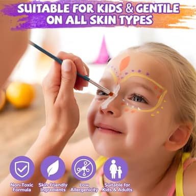 Professional Face Painting Kit for Kids – 42 Color Water Activated Facepaint Makeup Kit, Non-Toxic face Paint with Stencils, Gems, Brushes– for Halloween, Parties, Carnival, School Event & Festivals - Image 4