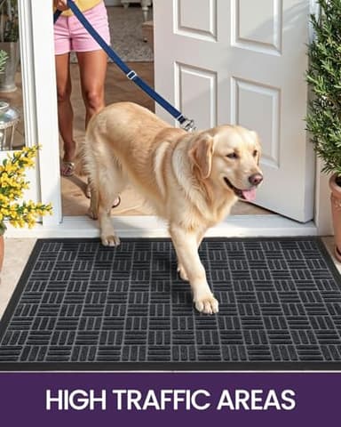 DEXI Front Door Mat Outside Entrance, 4x6 ft Large Rubber Entry Doormat Heavy Duty, Welcome Mats Non Slip for Inside House Floor Entryway Double Doors Exterior Patio, Maze Black - Image 7