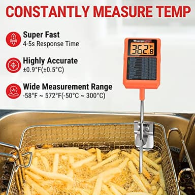 ThermoPro TP510 Waterproof Digital Candy Thermometer with Pot Clip, 10" Long Probe Instant Read Food Cooking Meat Thermometer for Grilling Smoker BBQ Deep Fry Oil Thermometer - Image 3