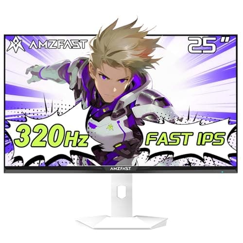 Amzfast 25 inch 320Hz/300Hz/240Hz White Gaming Monitor, FHD 1080P 0.5ms Fast IPS, TÜV Rheinland Eye Care| AI Crosshair, Adaptive Sync,Night Vision Function,Two Year Warranty Exchange(HDMI & DP Cable)