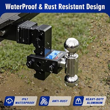 DEWOT Adjustable Trailer Hitch Fits 2" Receiver - Heavy-Duty 12,500 lbs GTW Aluminum Tow Hitch with Dual Ball (2" & 2-5/16"), 6" Drop/Rise, 4 Silencer Pads & Anti-Theft Lock for Trucks and SUVs - Image 6