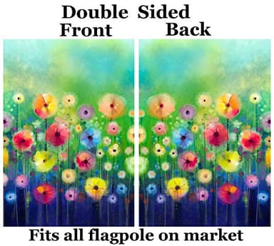 ShineSnow Watercolor Abstract Spring Summer Seasonal Green Floral Flowers Art House Flag 28" x 40" Double Sided Polyester Welcome Large Yard Garden Flag Banners for Patio Lawn Home Outdoor Decor - Image 2