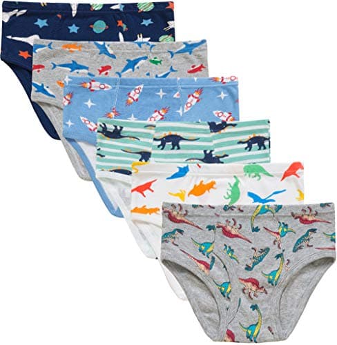 Slenily Boys Space Underwear Toddler Kids Dinosaurs Briefs Soft Cotton Rocket Panties (Pack of 6) Size 10 - Image 1