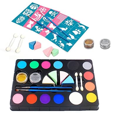 Maydear Face Paint Kit for Kids - 14 Large Water Based Paints, professional Face Paint Palette, Face Paints Safe for Sensitive Skin - Image 2