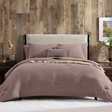 Geniospin King Size Comforter Set- 7 Piece Misty Rose Textured King Bedding Set, Soft Solid Bed in a Bag for All Season, King Comforter Set with Sheets(Misty Rose,102''x90'') - Image 7