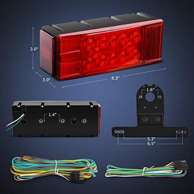 Nilight TL-20 2PCS Submersible Kit Low Profile Rectangular LED Stop Tail Turn Signal Side Marker Light on 12V RV Pickup Trucks Marine Boats Trailers, 2 Years Warranty,Red, White, Black - Image 2
