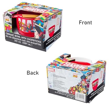 Silver Buffalo Marvel Comics Avengers Retro Featuring Iron Man, Thor, Captain America, Black Widow, Hulk, and Spider-Man Ceramic Ramen Noodle Rice Bowl with Chopsticks, Microwave Safe, 20 Ounces - Image 9
