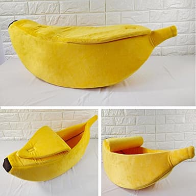 · Petgrow · Cute Banana Cat Bed House Medium Size, Christmas Pet Bed Soft Cat Cuddle Bed, Lovely Pet Supplies for Cats Kittens Rabbit Small Dogs Bed,Yellow - Image 4