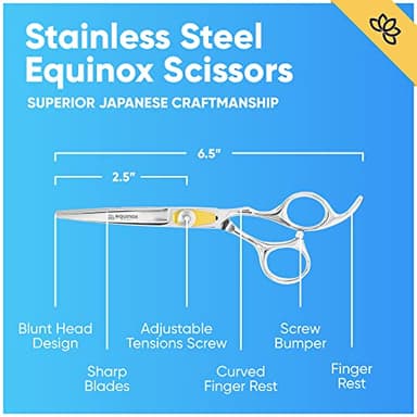 Equinox Professional Razor Edge Series Barber Hair Cutting Scissors - Japanese Stainless Steel Salon Scissors - 6.5” Overall Length - Fine Adjustment Tension Screw - Premium Shears for Hair Cutting - Image 2