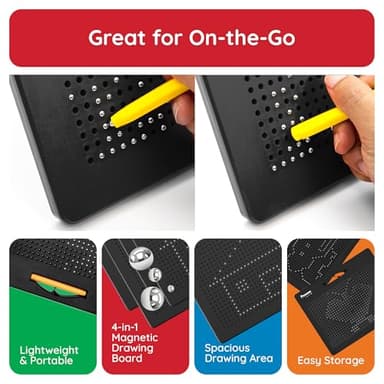 PicassoTiles 2PK 4-in-1 Magnetic Drawing Board 12x10 inch Large Magnet Tablet Pad with 4 Facings Lowercase & Uppercase Alphabets, Numbers, & Freestyle STEM Learning Writing Reading Playboard PTB06 - Image 7
