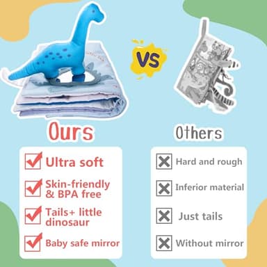 Richgv Baby Books Toys 0-6-12 Months, Baby Boy Gifts Touch and Feel Crinkle Books with Dino Doll, Newborn Infant Carseat Toys 6-9-12 Months Shower Gifts Easter Basket Stuffers - Image 6
