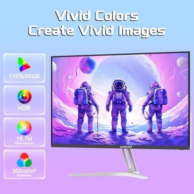 Amzfast 24 Inch Gaming Monitor 200Hz FHD 1080p Fast IPS Computer Monitor, 110% sRGB 1ms HDR Support Adaptive Sync, Eye Care VESA Mount HDMI 2.0 | Display Port 1.4 White Monitor, G24X1W - Image 7