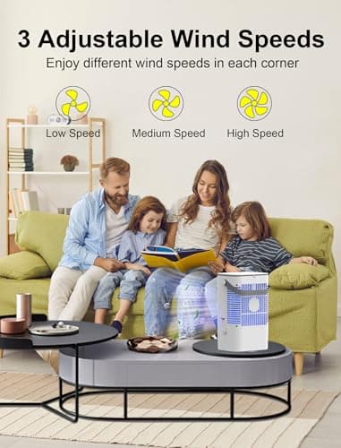 Portable Air Conditioner, 1200mL Evaporative Air Cooler, Personal Mini Air Conditioner with 3 Speeds & 2/4H Timer, 120° Oscillating Portable Ac Unit Fan Small Air Conditioner for Home Office Room - Image 3