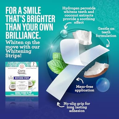 GuruNanda Total Smile Makeover Kit Regular with Cocomint Oil Pulling, Dual Barrel Whitening Mouthwash, Whitening Strips & Butter on Gums Toothbrushes - Image 4