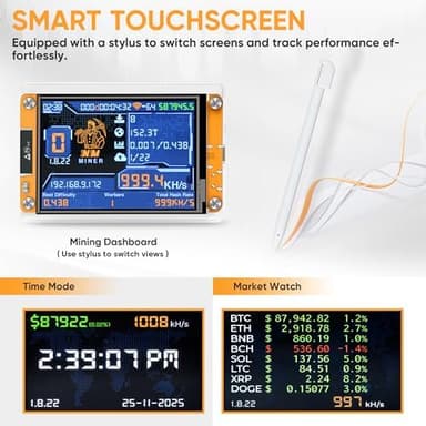 Bitcoin Miner BTC V2 NMMiner – Crypto Miner for ESP32 2.8" Smart Display Development Board, 1010 H/s Hashrate, Desktop Solo Lucky Miner Bitcoin Mining Machine for Educational Use - Yellow - Image 5
