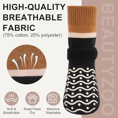 BEAUTYZOO Dog Socks, Non Slip Dog Socks to Prevent Licking Paws -Dog Boots & Paw Protectors with Grippers on Hardwood Floors, Dog Shoes for Hot/Cold Pavement Small Medium Large Senior Dogs Booties - Image 4