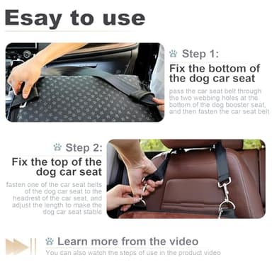 Youvee Dog Booster Car Seat,Interior Height 6 Inches Elevated Pet Car Seat for Small Dog up to 30 lbs,for car Front/Back,Comfortable,Storage Pocket(View Ⅰ-Black Outside Brown Inside) - Image 4