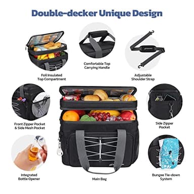 Maelstrom Lunch Box for Men,Insulated Lunch Bag Women/Men,24 Can Leakproof Soft Cooler Bag,Black - Image 2