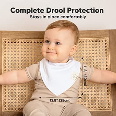 8-Pack Organic Baby Bandana Bibs for Boys, Girls - Super Absorbent Triangle Baby Bibs for Drooling and Teething Infant, 100% Cotton Extra Soft for Newborn, Infant 0-36 Months (Basics) - Image 5