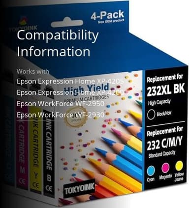 TOKYOINK 232XL Ink Cartridges Combo Pack Remanufactured Replacement - Image 2