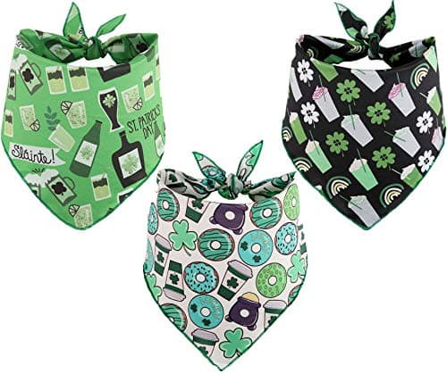 BoomBone St Patricks Day Dog Bandana 3 Pack - Triangle Bibs Pet Scarf for Small to Large Dogs and Cat - Image 1