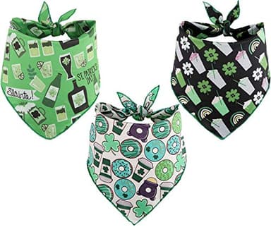 BoomBone St Patricks Day Dog Bandana 3 Pack - Triangle Bibs Pet Scarf for Small to Large Dogs and Cat - Image 1