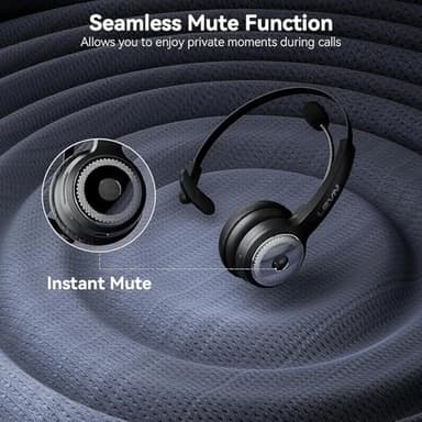 LEVN Bluetooth 5.0 Headset, Wireless Headset with Microphone (AI Noise Cancelling), 35Hrs Bluetooth Headphones with USB Dongle for PC, Suitable for Remote Work/Call Center/Zoom/Online Class/Trucker - Image 4