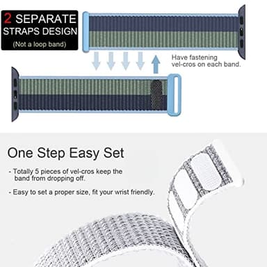 Bifeiyo Compatible with Apple Watch Bands Women Men 46MM 45MM 44MM 42MM 41MM 40MM 38MM,Nylon Sport Loop Strap for iWatch Series 10 9 8 7 6 5 4 3 2 1 SE Ultra(44/45/46/49/S3-42mm,Moss Green) - Image 3