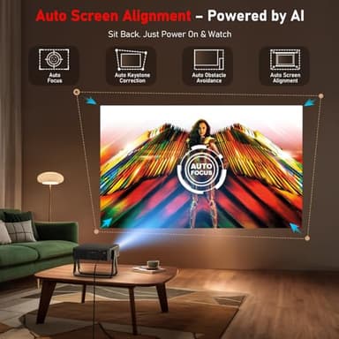 [Ultra-Slim 1.97"| Netflix Licensed | AI Auto Focus | 360° Stand] Smart Mini Projector with WiFi 6 & Bluetooth, Built-in Netflix/YouTube/Disney+/Hulu, DBPOWER N5 Movie Projector for Bedroom (Black) - Image 3