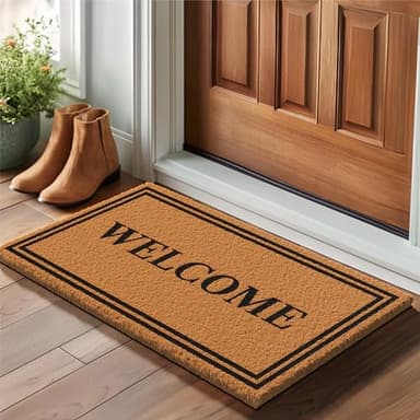 Barnyard Designs Natural Coco Coir Heavy Duty Backing Doormat - Large Cute Non-Slip Front Door Welcome Mat for Outside Entrance or Porch Entry, Brown (17x30, Welcome) - Image 2