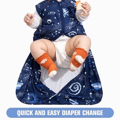 GUNTAIL Baby Sleep Sack 12-18 Months Baby Wearable Blanket 100% Rayon Cotton 2-Way Zipper Toddler Sleeping Sack，Comfy Soft Lightweight TOG 0.3（Galaxies） - Image 3