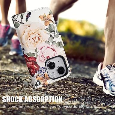 DorisMax for iPhone 14 Plus Wallet Case,Detachable Flip Folio Cover RFID Blocking 4 Card Slots Holder Premium PU Leather Magnetic Kickstand Protective Phone Case 6.7" Colorful Flowers - Image 2