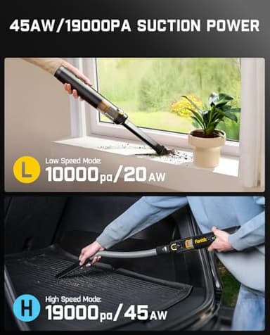 Fanttik Slim V10 APEX Cordless Car Vacuum, 4-in-1 Portable Mini Handheld Vac, 19kPa Suction Power, Upgraded Smart Digital Display, 2 Suction Modes for Small Jobs, Car, Office Desk, Keyboards (Black) - Image 5