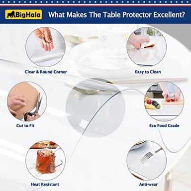 Round Clear Plastic Table Protector Cover Pad Thick Wipeable PVC Vinyl Tablecloth Furniture PVC Protective Desktop Liner Cover Waterproof Dining Tabletop Protection Desk Top Pad 36 Inch Diameter Round - Image 3