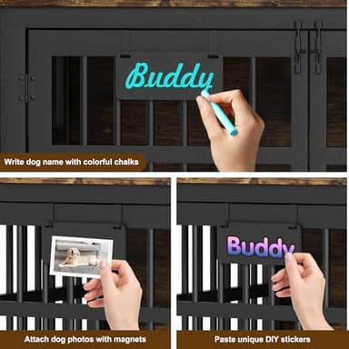 EasyCom 42"/41"/33" Dog Crate Furniture with Name Tag, XL Heavy Duty Dog Kennel Indoor for Large and Medium Dogs, Double-Doors Sturdy Dog Cage for Anxiety Dog, Decorate House as TV Stand - Image 5