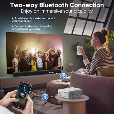 Projector with WiFi and Bluetooth, Upgrade Outdoor Projector, Mini Movie Projector Supports 1080P Synchronize Smartphone Screen by WiFi/USB Cable for Home Entertainment (WiFi) - Image 3