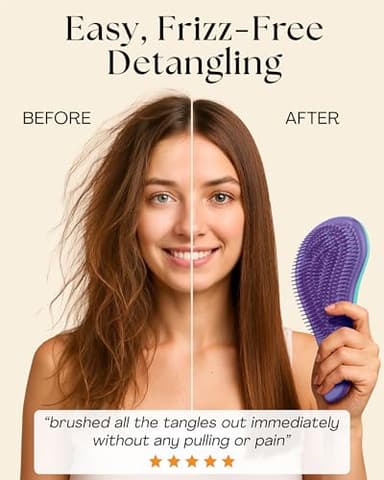Lily England Detangler Hair Brush for Curly, Thick, Straight & Natural Hair - Gentle Detangling Brush for Women, Kids & Toddlers with Flexible Bristles - Smooth Hairbrush for Wet & Dry Hair, Ombre - Image 2