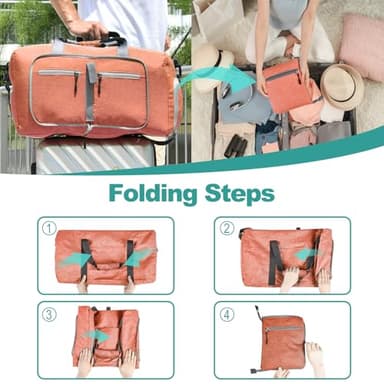 Dimayar 65L Travel Duffle Bag for Men Women - Foldable Duffel Bag with Shoes Compartment - Overnight Bags Waterproof & Tear Resistant(Orange) - Image 3