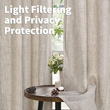 YoungsTex Natural Linen Curtains 90 Inches Long for Living Room Back Tab Textured Light Filtering Window Drapes with Ring Clips for Bedroom Dining Room, 52 X 90 Inch, 2 Panels - Image 3