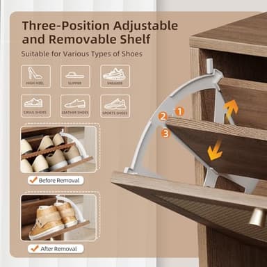 Nicetree Shoe Cabinet Storage for Entryway, Narrow Shoe Organizers with 4 Flip Drawers, Freestanding Large Shoe Rack with 3-Tier Adjustable Shelves for Hallway - Image 4