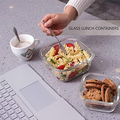 AILTEC Glass Food Storage Containers with Lids, [18 Piece] Glass Meal Prep Containers, Containers for Food Storage with Lids, BPA Free & Leak Proof (9 Lid & 9 Container) - Image 5