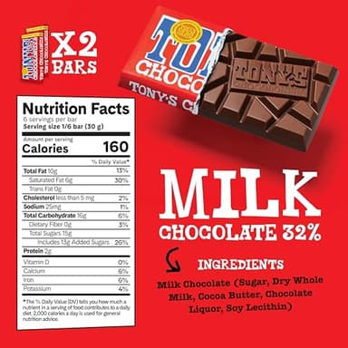 Tony's Chocolonely - Top 3 Milk Chocolate Bundle - Belgium Chocolate Halloween Candy Bar, No Artificial Flavoring, Fairtrade & B Corp Certified - 6.35 Oz, 6 Bars - Image 2